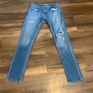 Womens Levis 524 Skinny Distressed Denim Jeans Size 7